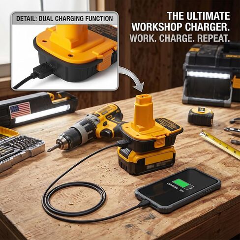 for Dewalt Power Adapter 18V Tool Convert to 20V Battery Adaptor | tight latch, heat-resistant shell, stable current, ideal DIY & workshop use in Kuwait