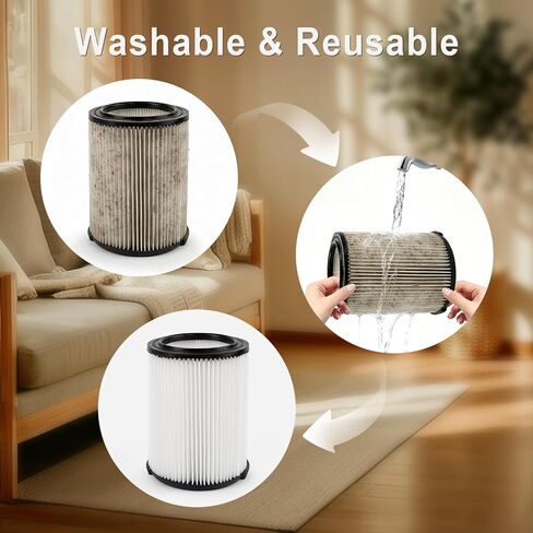 2 Pack VF4000 Replacement Filter, Standard Wet/Dry Rigid Shop Vac Filters, Compatible with 5-20 Gallon Vacuum, Reusable and Washable in Kuwait