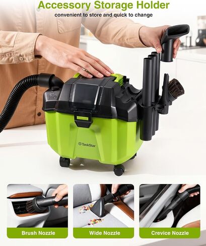 Cordless Shop Vac, 2x4.0Ah Battery Powered Shop Vac - 2.6 Gal Cordless Shop Vacuum Wet and Dry with HEPA Filter, Shoulder Strap & Accessory Storage Holder, Portable for Garage, Car, Workshop & Stairs in Kuwait