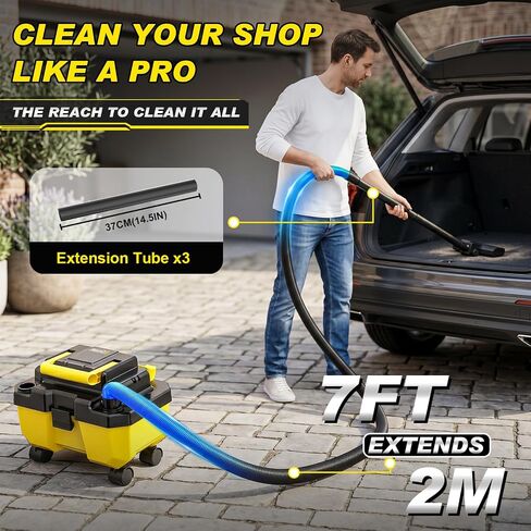 Cordless Shop Vac,3000W Brushless Motor,2x4.0Ah Battery Powered Shop Vac - 3-in-1 Wet Dry Vacuum Wet and Dry with HEPA Filter,Shoulder Strap & Accessory Storage Holder,Portable for Garage,Workshop,Car in Kuwait