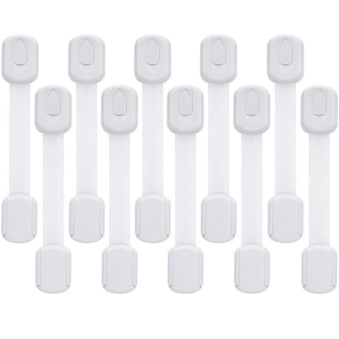 Goodv Child Safety Cabinet Locks - (10 Pack) Baby Proofing Latches to Drawer Door Fridge Oven Toilet Seat Kitchen Cupboard Appliance Trash Can with 3M Adhesive - Adjustable Strap No Drill No Tool in Saudi Arabia