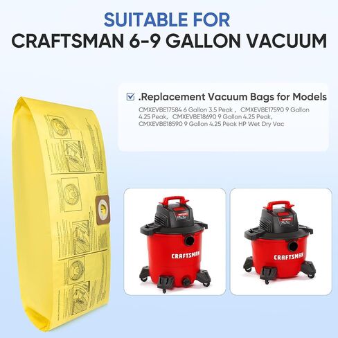 12 Pack CMXZVBE39970 Dust Collection Bags Compatible with CRAFTSMAN 6,9,10 Gallon Wet Dry Shop Vacuum Cleaner CMXEVBE17590 CMXEVBE17584 CMXEVBE18690 CMXEVBE18590 CMXEVBE17155 in Kuwait