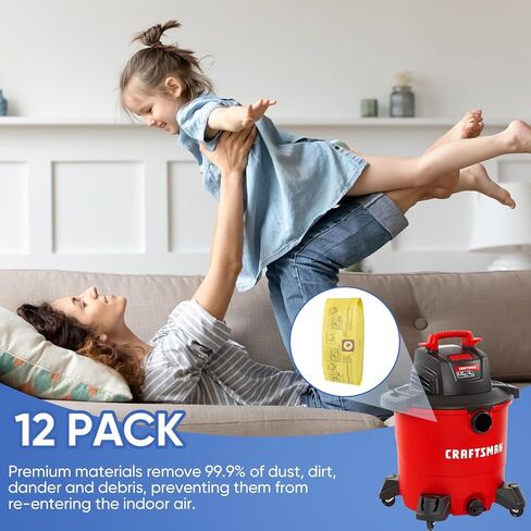 12 Pack CMXZVBE39970 Dust Collection Bags Compatible with CRAFTSMAN 6,9,10 Gallon Wet Dry Shop Vacuum Cleaner CMXEVBE17590 CMXEVBE17584 CMXEVBE18690 CMXEVBE18590 CMXEVBE17155 in Kuwait