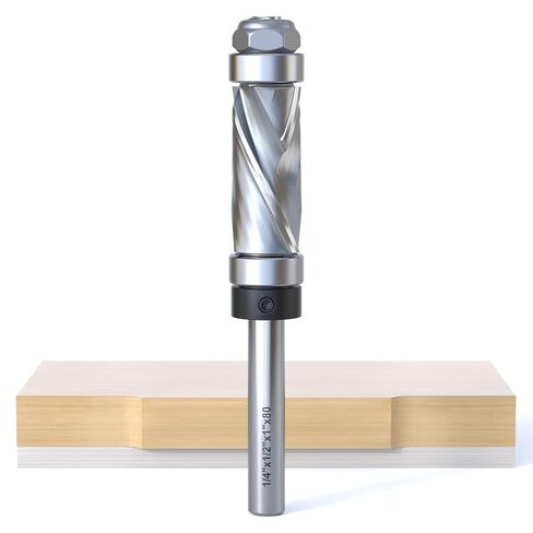 Pattern Flush Trim Router Bit, 1/4" Shank Top & Bottom Bearing | Cutting Length: 1", Ultra-Performance Compression Carbide Tipped Woodworking Router Bits for Precision Edge Trimming in Kuwait