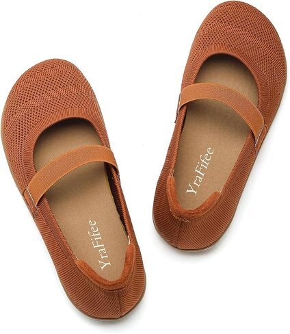 Women's Knit Mary Jane Flats Round Toe Slip On Ballet Shoes 3 Styles Elastic Strap Pearl Buckle Cross Adjustable Strap Breathable Soft Cushioned Non Slip Casual Work Daily Walking Flat Shoes in Kuwait