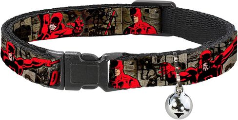 Cat Collar Breakaway Daredevil Action Poses Comic Panels Grays Red 8 to 12 Inches 0.5 Inch Wide in Saudi Arabia