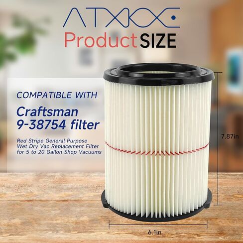 38754 Replacement Filter Fits for Craftsman CMXZVBE38754 fit 5-20 Gallon Vacuum, 2 Pack in Kuwait