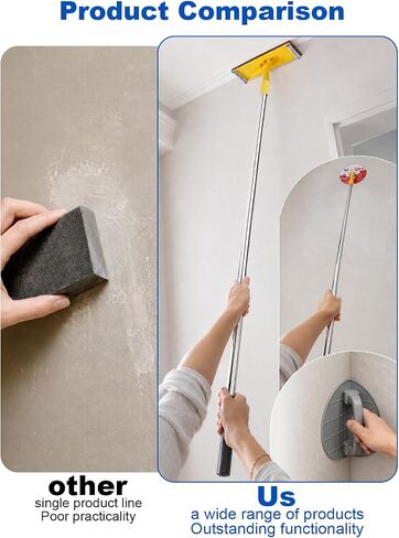 Drywall Pole Sander Kit, 12-50 Inch Adjustable Extension Pole with 360° Radial Swivel Head, drywall corner sander, Includes 9 Pcs Sandpaper Discs for Popcorn Ceiling Removal & Painting Prep in Kuwait