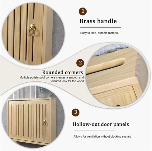 WiFi Router Storage Box, Wall Mounted Wooden WiFi Router Cabinet Multicolor Multiple Sizes(Natural,L42*49.5cm/16.5 * 19.4in) in Kuwait