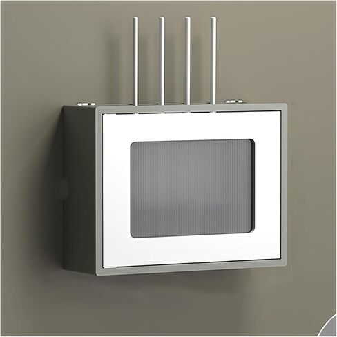 WiFi Router Storage Box, Wall Mounted Pine Wood Router Cabinet Multicolor 36.5-52.5cm(Gray/White,L42.5cm/16.7in) in Kuwait