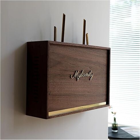WiFi Router Storage Box, Wooden WiFi Router Cabinet Wall Mount Box 30-38cm(L35cm/14in) in Kuwait