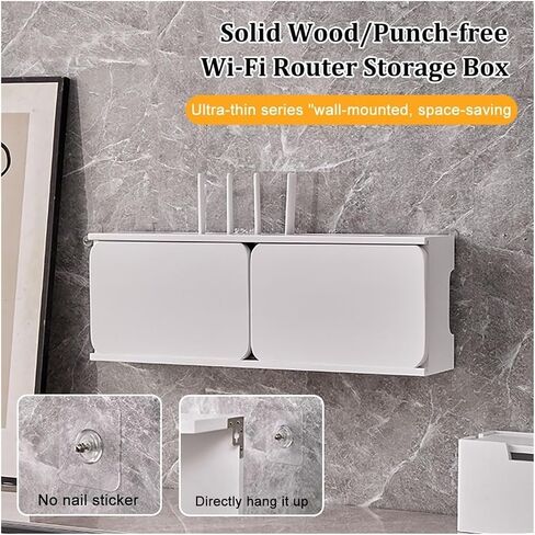 WiFi Router Storage Box, Wooden Wall Mounted Router Shelf WiFi Box Hider Multicolor 60-80cm(Gray/White,L70cm/27.5in) in Saudi Arabia