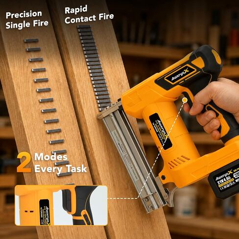 AwxryoX Cordless Brad Nailer, 2-in-1 18 Gauge Electric Nail Gun, 21V Rechargeable Portable Nailer Kit with 2×4.0Ah Batteries, 1000PCS Staples and Nails, for Woodworking, Furniture Repair & DIY in Kuwait