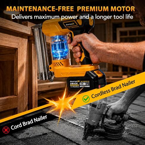 AwxryoX Cordless Brad Nailer, 2-in-1 18 Gauge Electric Nail Gun, 21V Rechargeable Portable Nailer Kit with 2×4.0Ah Batteries, 1000PCS Staples and Nails, for Woodworking, Furniture Repair & DIY in Kuwait
