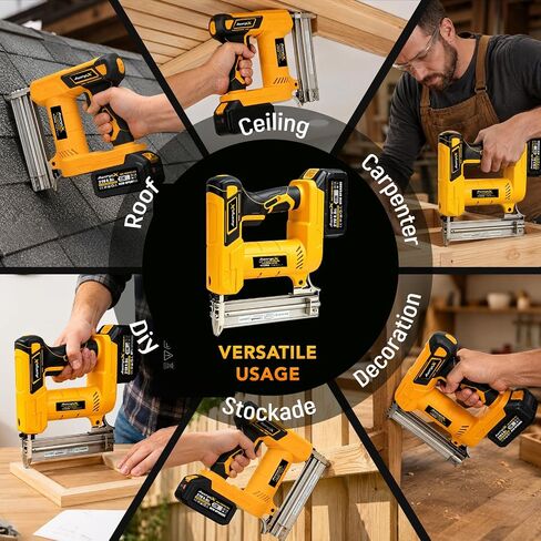 AwxryoX Cordless Brad Nailer, 2-in-1 18 Gauge Electric Nail Gun, 21V Rechargeable Portable Nailer Kit with 2×4.0Ah Batteries, 1000PCS Staples and Nails, for Woodworking, Furniture Repair & DIY in Kuwait
