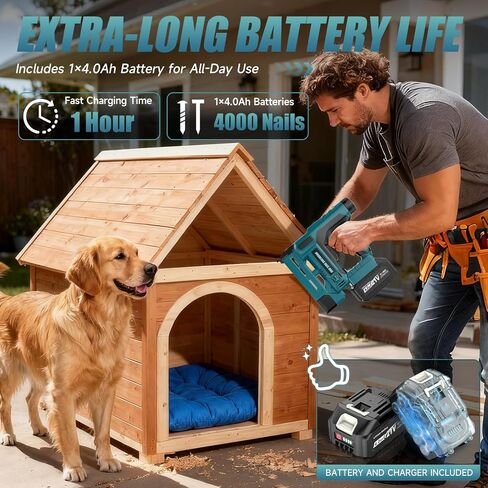 Cordless Nail Gun Battery Powered, 18 Gauge 2 in 1 Brad Nailer & Staple Gun, Electric Nail Gun with 1000pcs Nails & 1000pcs Staples for Wood, Upholstery & DIY Projects, Depth Adjust in Kuwait