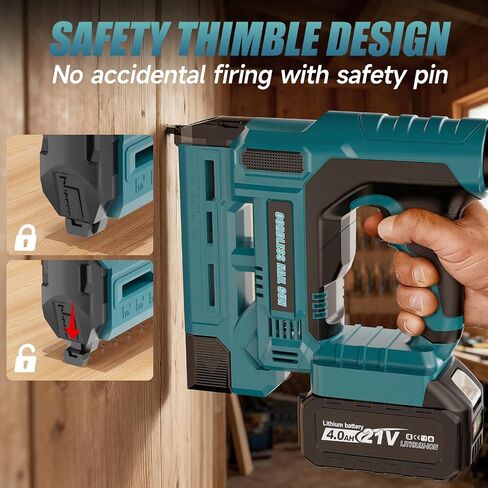 Cordless Nail Gun Battery Powered, 18 Gauge 2 in 1 Brad Nailer & Staple Gun, Electric Nail Gun with 1000pcs Nails & 1000pcs Staples for Wood, Upholstery & DIY Projects, Depth Adjust in Kuwait