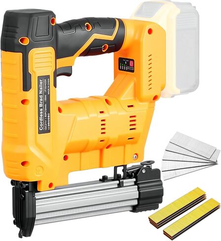 Cordless 18GA Brad Nailer, 2 in 1 Electric Nail Gun Staple Gun with 18GA Nails/Staples, Battery Power Nail Gun for Home Improvement, DIY & Woodworking (No Battery) in Saudi Arabia