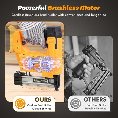 Cordless 18GA Brad Nailer, 2 in 1 Electric Nail Gun Staple Gun with 18GA Nails/Staples, Battery Power Nail Gun for Home Improvement, DIY & Woodworking (No Battery) in Saudi Arabia