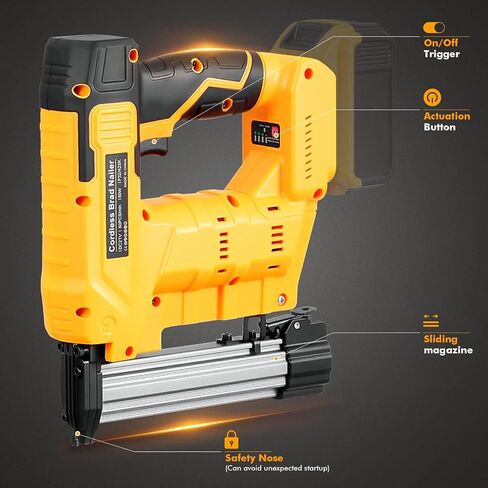 Cordless 18GA Brad Nailer, 2 in 1 Electric Nail Gun Staple Gun with 18GA Nails/Staples, Battery Power Nail Gun for Home Improvement, DIY & Woodworking (No Battery) in Saudi Arabia
