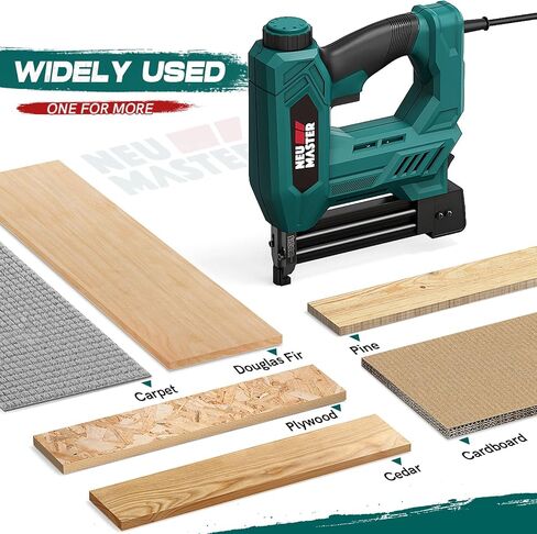 NEU MASTER Brad Nailer, 2 in 1 Electric Staple Gun/Nail Gun for Wood, Upholstery and DIY Projects, 1/4'' Narrow Crown Staples 200pcs and Nails 800pcs Included (Renewed) in Kuwait