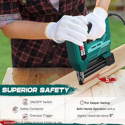 NEU MASTER Brad Nailer, 2 in 1 Electric Staple Gun/Nail Gun for Wood, Upholstery and DIY Projects, 1/4'' Narrow Crown Staples 200pcs and Nails 800pcs Included (Renewed) in Kuwait