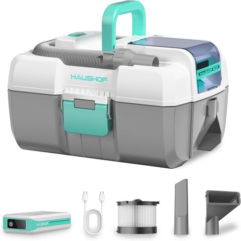 HAUSHOF 24V Cordless Wet Dry Shop Vacuum, 2-Gallon Brushless Shop Vac with 4.0Ah Battery, C-to-C Charging Cable, 3-in-1 Portable Vacuum Cleaner with Accessories for Home, Car & Workshop in Kuwait