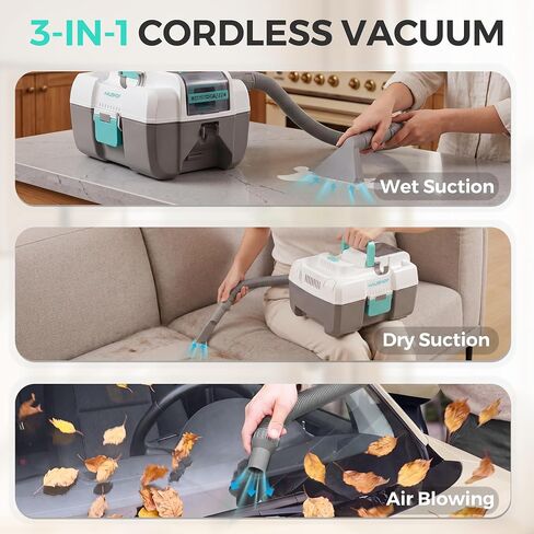HAUSHOF 24V Cordless Wet Dry Shop Vacuum, 2-Gallon Brushless Shop Vac with 4.0Ah Battery, C-to-C Charging Cable, 3-in-1 Portable Vacuum Cleaner with Accessories for Home, Car & Workshop in Kuwait