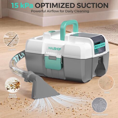 HAUSHOF 24V Cordless Wet Dry Shop Vacuum, 2-Gallon Brushless Shop Vac with 4.0Ah Battery, C-to-C Charging Cable, 3-in-1 Portable Vacuum Cleaner with Accessories for Home, Car & Workshop in Kuwait