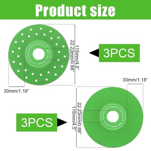 6 Pcs 4.5 in Rock Grinding Disc,Diamond Saw Blade Cutting Disc for Angle Grinder, Grinding Ultra Width Tile Blade for Tile, Marble, Porcelain and Glass Cutting in Kuwait