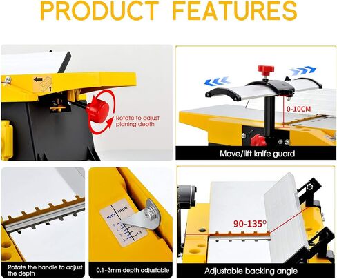 220v Benchtop Planer Thicknesser, Portable Electric Jointers Woodworking Planer 12000R/Min Desktop Wood Planer For Wood Cutting Thickness in Kuwait
