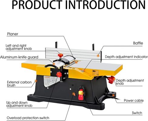 220V Benchtop Planer Thicknesser Portable Electric Wood Jointer, 12000 RPM,for Woodworking and Cutting Thickness, for Craftsmen DIY Projects in Kuwait
