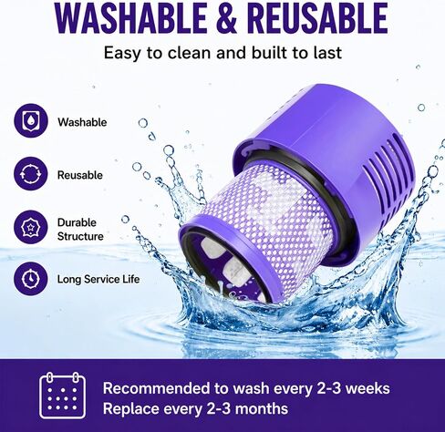 V10 Filter Replacement Compatible for Dyson Cyclone V10 Animal, V10 Absolute, V10 Total Clean, SV12, SV27, Washable HEPA Filter Replacements Part No. 969082-01, 2 Pack+Brush in Kuwait