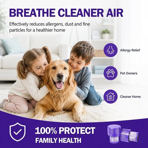 V10 Filter Replacement Compatible for Dyson Cyclone V10 Animal, V10 Absolute, V10 Total Clean, SV12, SV27, Washable HEPA Filter Replacements Part No. 969082-01, 2 Pack+Brush in Kuwait