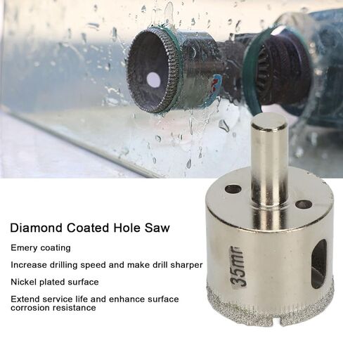 Diamond Coated Hole Saw Opener Drill Bits High Speed Drilling Slotting Tool Set 2Pcs Storage Box Glass Ceramic Tile Marble 1-3/8in(35mm) in Kuwait