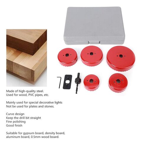 9PCs Hole Saw Cutter Drill Bit Carpentry Tool Woodworking Accessories Red 50# Steel Curved in Kuwait