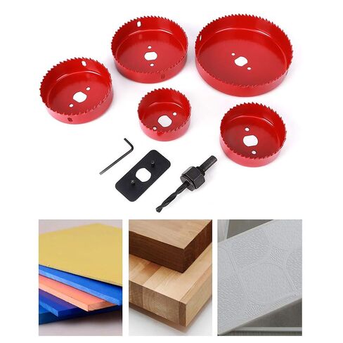9PCs Hole Saw Cutter Drill Bit Carpentry Tool Woodworking Accessories Red 50# Steel Curved in Kuwait