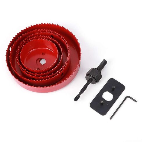 9PCs Hole Saw Cutter Drill Bit Carpentry Tool Woodworking Accessories Red 50# Steel Curved in Kuwait