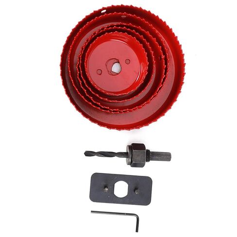 9PCs Hole Saw Cutter Drill Bit Carpentry Tool Woodworking Accessories Red 50# Steel Curved in Kuwait