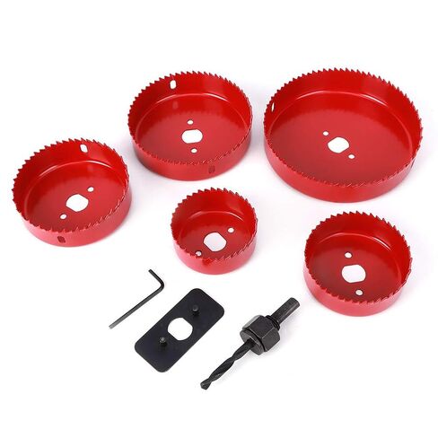 9PCs Hole Saw Cutter Drill Bit Carpentry Tool Woodworking Accessories Red 50# Steel Curved in Kuwait