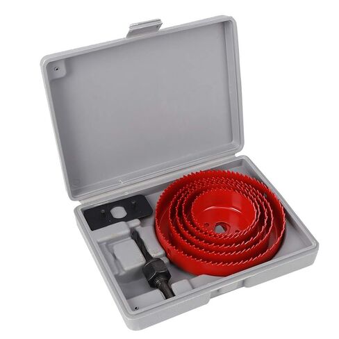9PCs Hole Saw Cutter Drill Bit Carpentry Tool Woodworking Accessories Red 50# Steel Curved in Kuwait