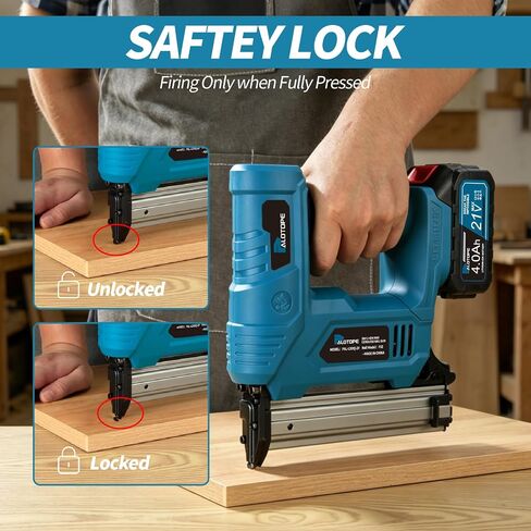 18 Gauge 21V Cordless Brad Nailer,Power Nailers with 2 x 4.0Ah Battery,Pistola De Clavos with 1200 Nails,2 Firing Modes,Cordless Nail Gun for Home Improvement,DIY, Woodworking in Kuwait