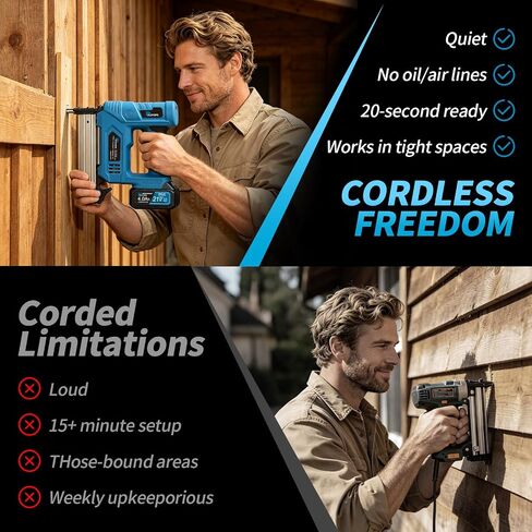 18 Gauge 21V Cordless Brad Nailer,Power Nailers with 2 x 4.0Ah Battery,Pistola De Clavos with 1200 Nails,2 Firing Modes,Cordless Nail Gun for Home Improvement,DIY, Woodworking in Kuwait