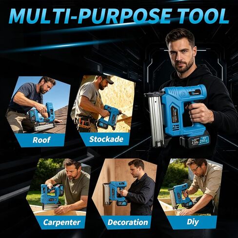18 Gauge 21V Cordless Brad Nailer,Power Nailers with 2 x 4.0Ah Battery,Pistola De Clavos with 1200 Nails,2 Firing Modes,Cordless Nail Gun for Home Improvement,DIY, Woodworking in Kuwait
