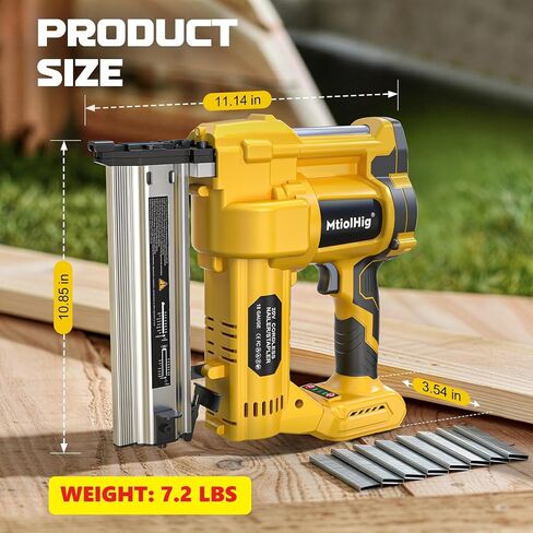 MtiolHig Cordless 2Inch Brad Nailer Compatible with Dewalt 20V Battery, 2-in-1 Staple Gun, 18 Gauge Nail Gun Battery Powered with 1000 Nails for Wood Carpentry, 7.2LB (Tool only) 2026 New Version in Kuwait