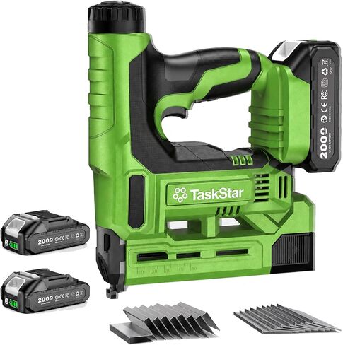 TaskStar 18-Gauge Cordless Brad Nailer: 20V 2-in-1 Electric Nail Gun with 2 Batteries, 1000pcs Nails & Staples, Adjustable Depth Staple Gun for Wood, Drywall, Upholstery & DIY Projects in Kuwait