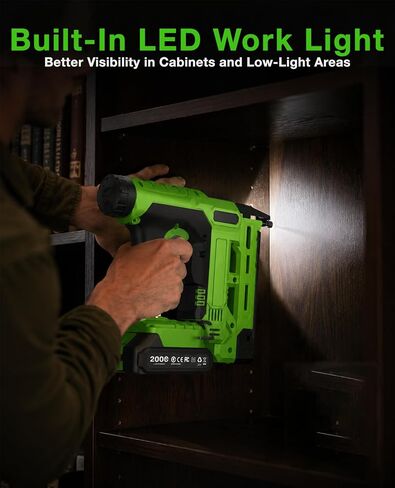 TaskStar 18-Gauge Cordless Brad Nailer: 20V 2-in-1 Electric Nail Gun with 2 Batteries, 1000pcs Nails & Staples, Adjustable Depth Staple Gun for Wood, Drywall, Upholstery & DIY Projects in Kuwait
