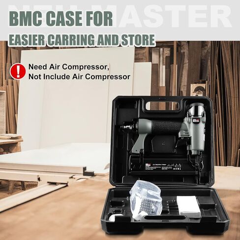 NEU Master Pneumatic Brad Nailer, 2 in 1 Nail Gun Staple Gun Fires 18 Gauge 2 Inch Brad Nails and Crown 1-5/8 Inch Staples with Carrying Case (Used with Air Compressor) (Renewed) in Kuwait
