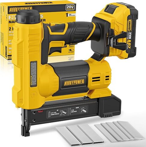 ALLOYPOWER 2 in 1 Cordless Brad Nailer/Electric Stapler with 2.0Ah Battery and Charger,1000pcs Nails and 500pcs Staples Included for Home Improvement & Woodworking in Kuwait