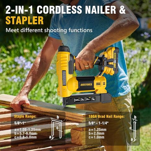ALLOYPOWER 2 in 1 Cordless Brad Nailer/Electric Stapler with 2.0Ah Battery and Charger,1000pcs Nails and 500pcs Staples Included for Home Improvement & Woodworking in Kuwait